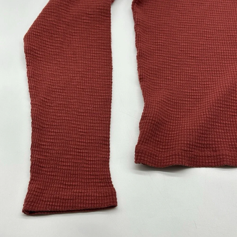 RE/DONE x Hanes Women's Size Small Red Thermal Henley Waffle Long Sleeve Shirt